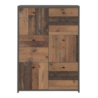 Best Chest Storage Cabinet with 6 Doors in Concrete Optic Dark Grey/Old - Wood Vintage – FTG, view 2