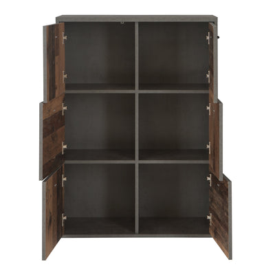 Best Chest Storage Cabinet with 6 Doors in Concrete Optic Dark Grey/Old - Wood Vintage – FTG, view 4