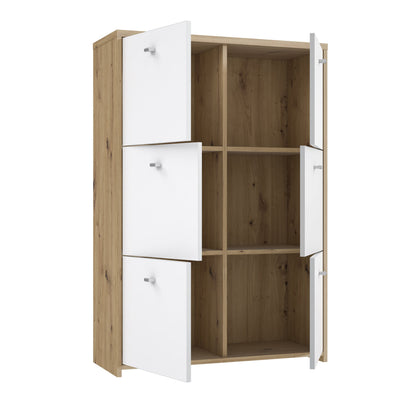 Best Chest Storage Cabinet with 6 Doors in Artisan Oak/White – FTG, view 5