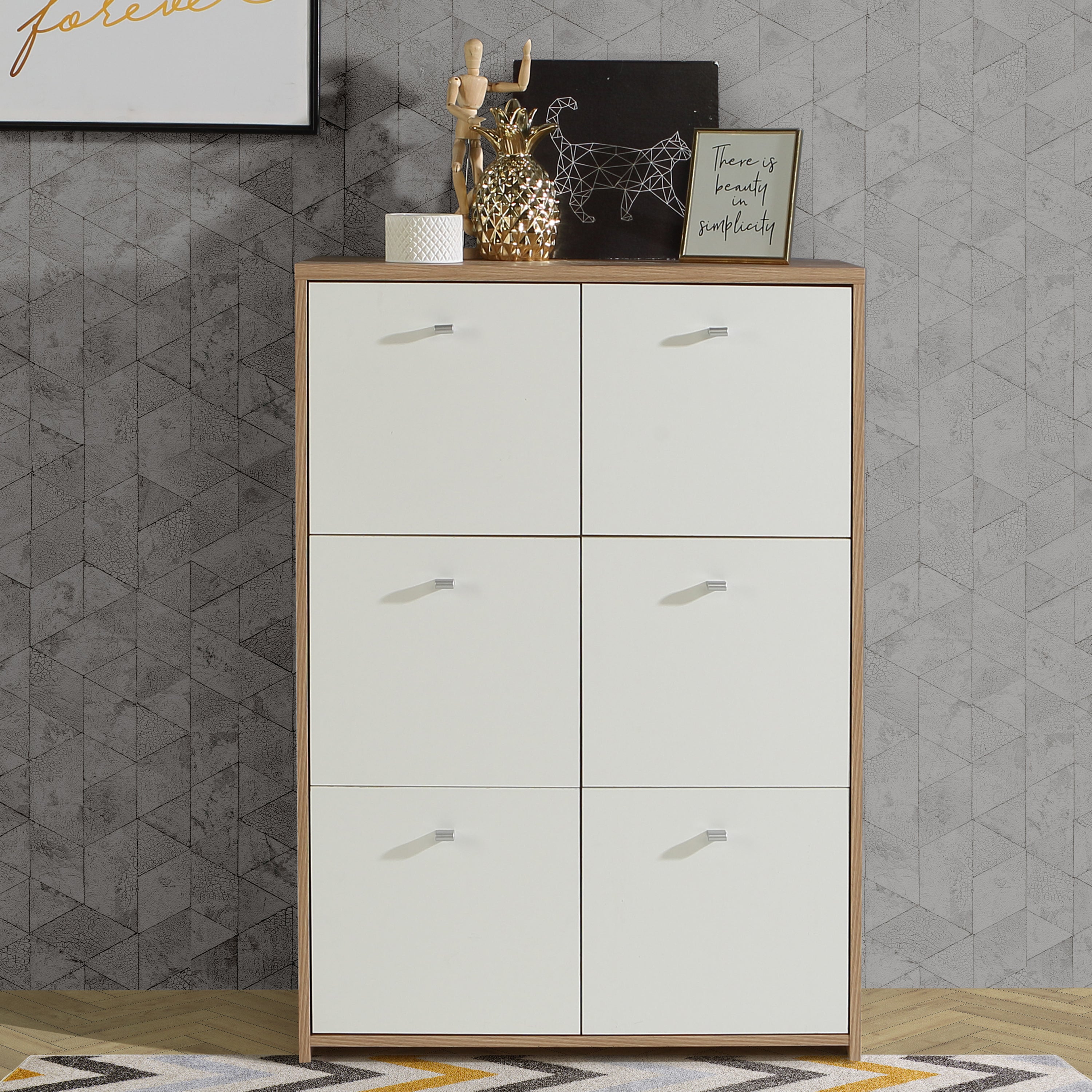 Best Chest Storage Cabinet with 6 Doors in Artisan Oak/White – FTG, view 7