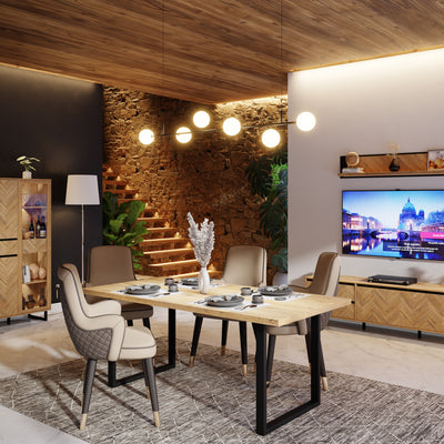 Nikomedes Dining Table in Bartex Oak – FTG, view 3