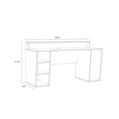 Tezaur Black Gaming Desk with White Trim and Colour Changing LED – FTG, view 6