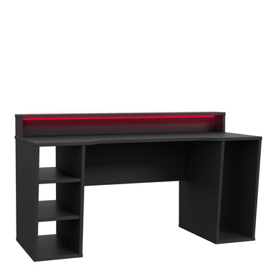 Tezaur Black Gaming Desk 2 Shelves with Colour Changing LED – FTG