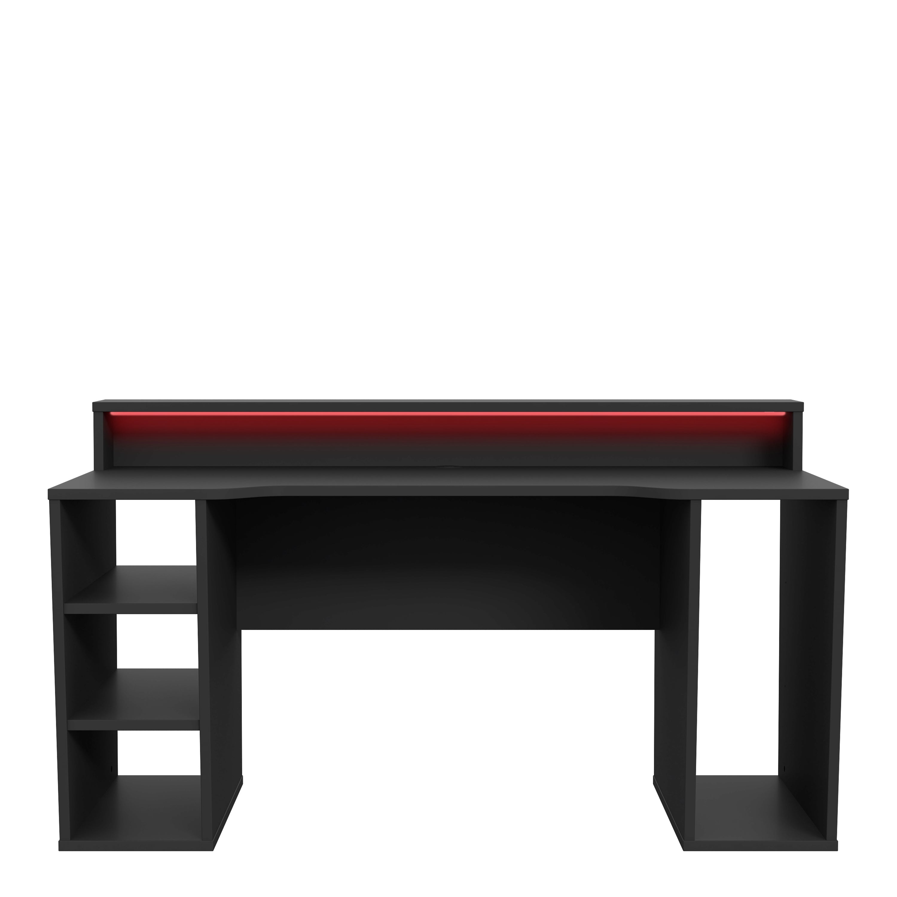 Tezaur Black Gaming Desk 2 Shelves with Colour Changing LED – FTG, view 2