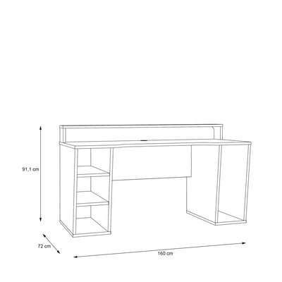 Tezaur Black Gaming Desk 2 Shelves with Colour Changing LED – FTG, view 7