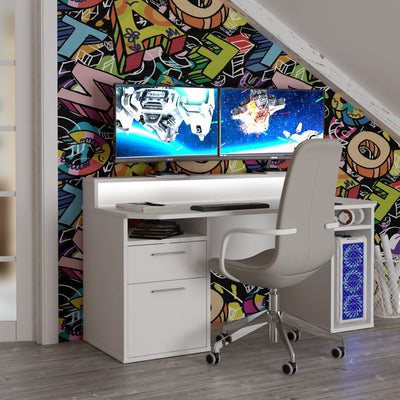 Tezaur White Gaming Desk with Colour Changing LED – FTG, view 6