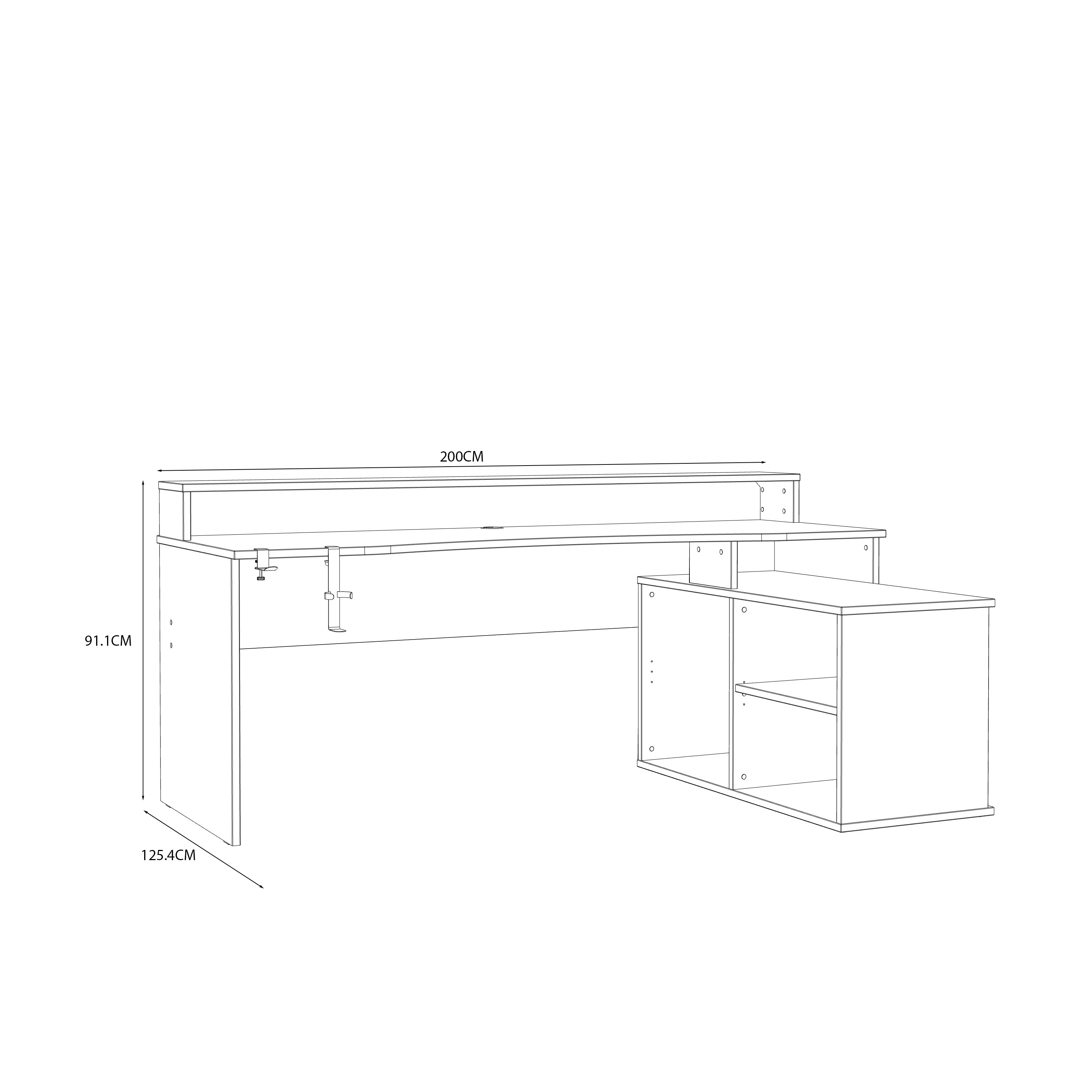 Tezaur Black Storage Gaming Desk 3 Shelves with Colour Changing LED – FTG, view 6