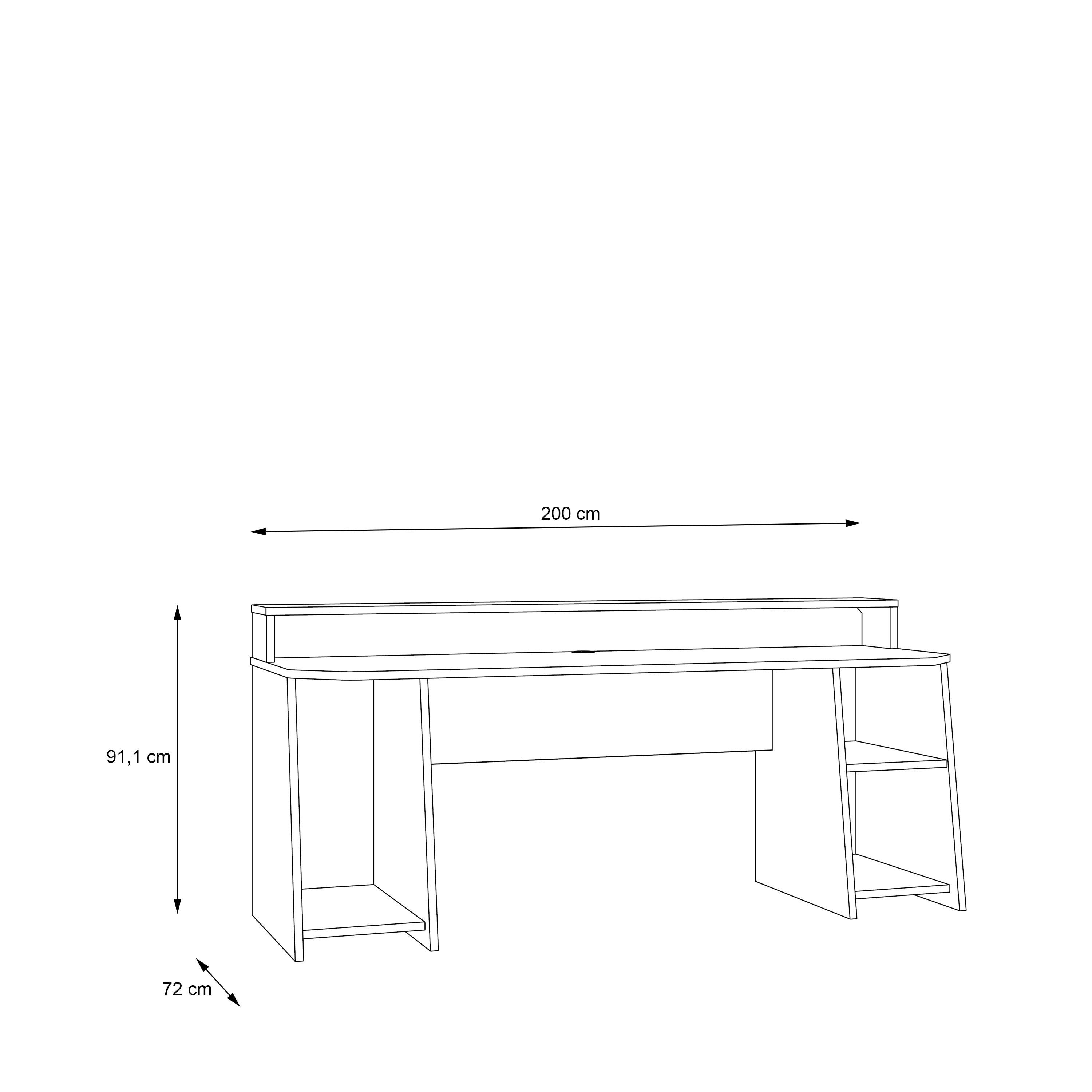 Tezaur Wide Black Gaming Desk with Colour Changing LED – FTG, view 7