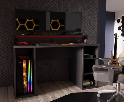 Tezaur Black Gaming Desk with Colour Changing LED – FTG, view 5