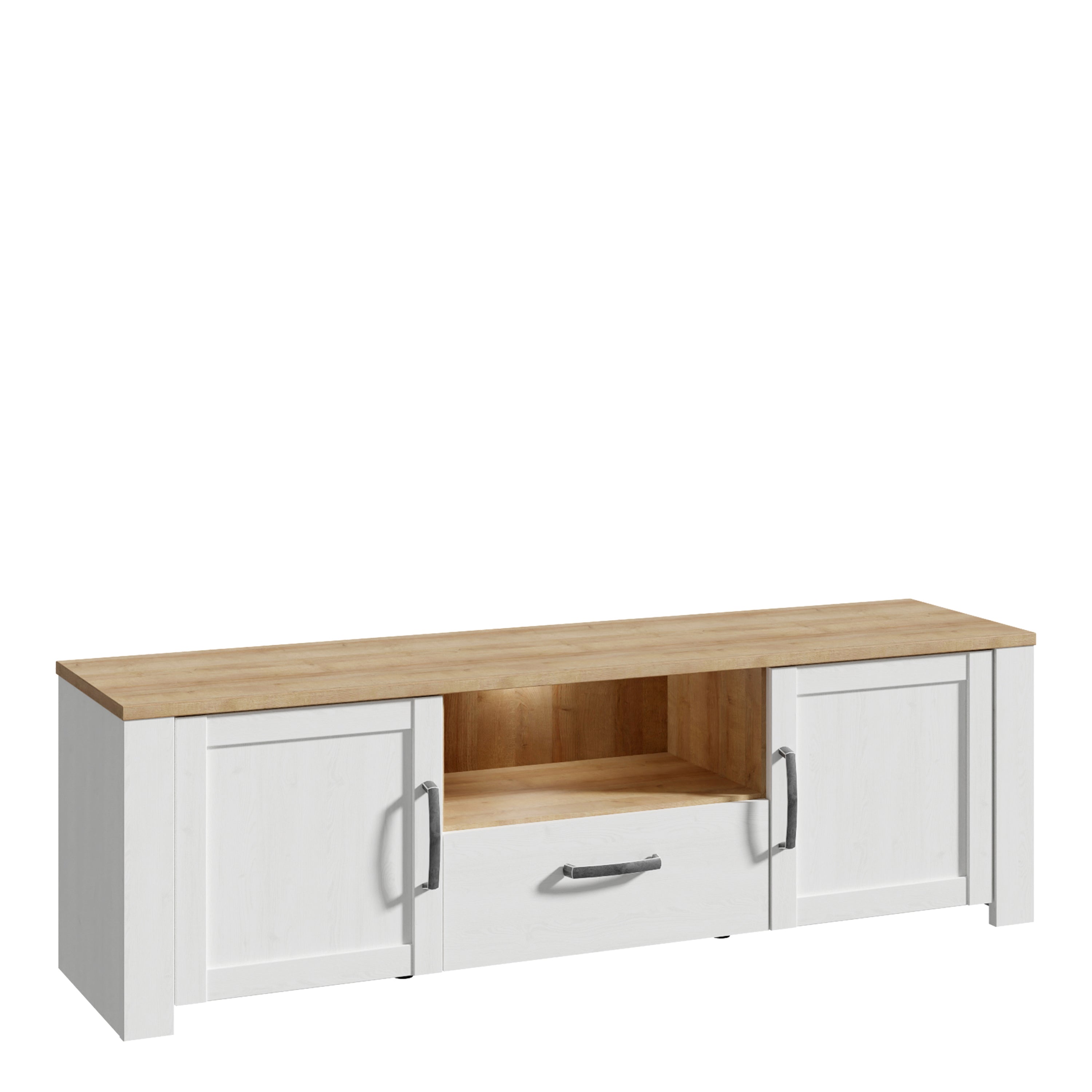 Bohol TV Unit inc. LED Light in Riviera Oak/White – FTG