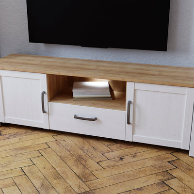 Bohol TV Unit inc. LED Light in Riviera Oak/White – FTG, view 7