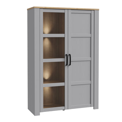 Bohol Display Cabinet inc. 2x LED Lights in Riviera Oak/Grey Oak – FTG