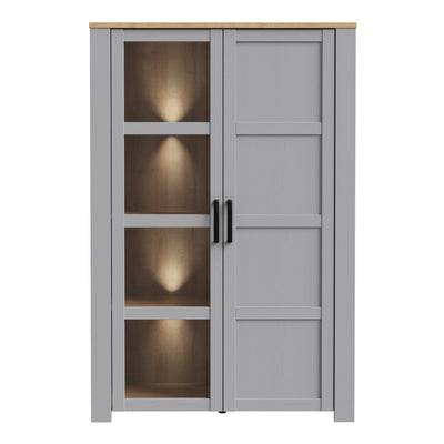 Bohol Display Cabinet inc. 2x LED Lights in Riviera Oak/Grey Oak – FTG, view 2