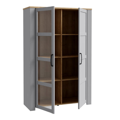 Bohol Display Cabinet inc. 2x LED Lights in Riviera Oak/Grey Oak – FTG, view 3