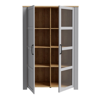 Bohol Display Cabinet inc. 2x LED Lights in Riviera Oak/Grey Oak – FTG, view 4