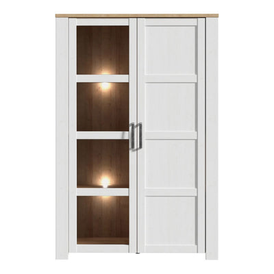 Bohol Display Cabinet inc. 2x LED Lights in Riviera Oak/White – FTG, view 3