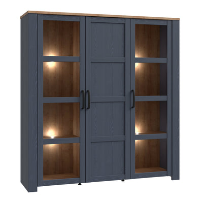 Bohol Large Display Cabinet inc. 4x LED Lights in Riviera Oak/Navy – FTG
