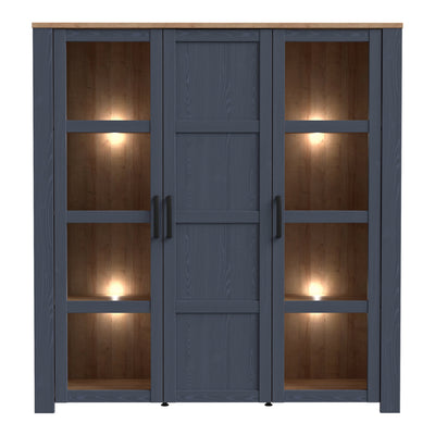 Bohol Large Display Cabinet inc. 4x LED Lights in Riviera Oak/Navy – FTG, view 2