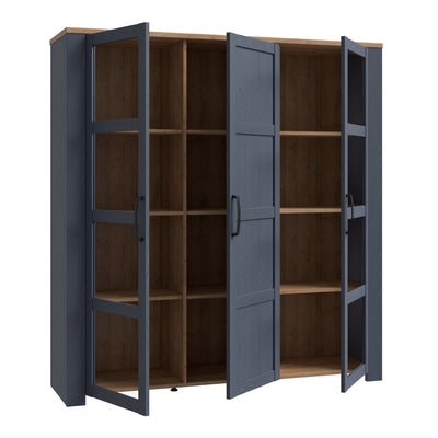 Bohol Large Display Cabinet inc. 4x LED Lights in Riviera Oak/Navy – FTG, view 3