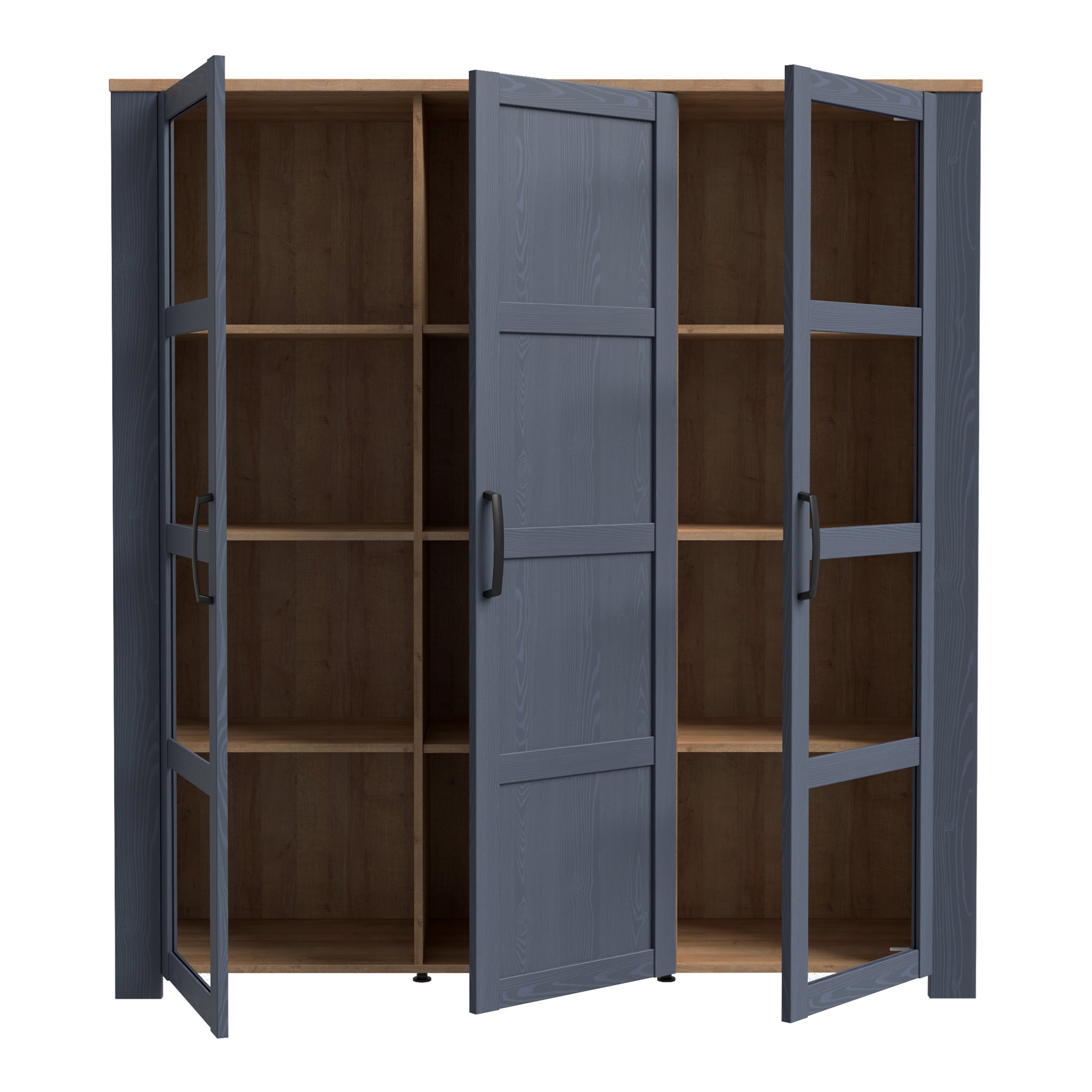 Bohol Large Display Cabinet inc. 4x LED Lights in Riviera Oak/Navy – FTG, view 4