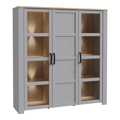 Bohol Large Display Cabinet inc. 4x LED Lights in Riviera Oak/Grey Oak – FTG