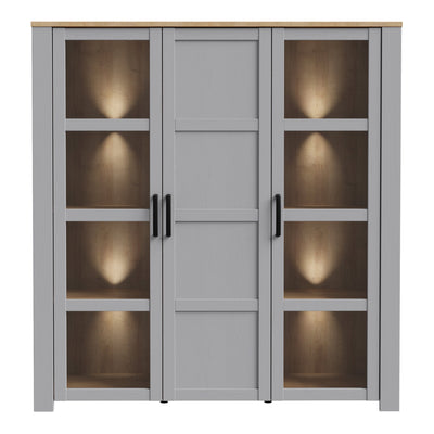 Bohol Large Display Cabinet inc. 4x LED Lights in Riviera Oak/Grey Oak – FTG, view 2