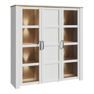 Bohol Large Display Cabinet inc. 4x LED Lights in Riviera Oak/White – FTG