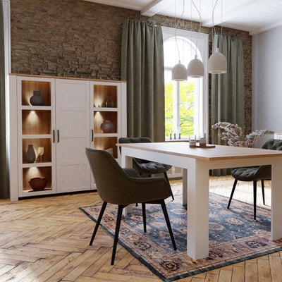 Bohol Large Display Cabinet inc. 4x LED Lights in Riviera Oak/White – FTG, view 4