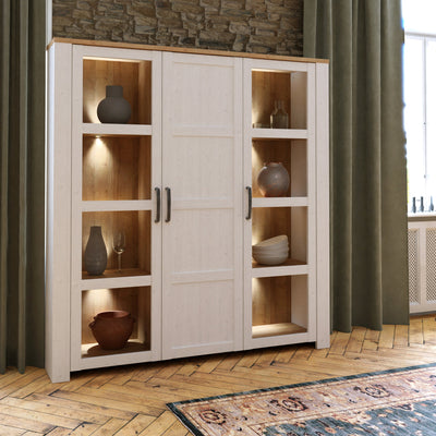 Bohol Large Display Cabinet inc. 4x LED Lights in Riviera Oak/White – FTG, view 5