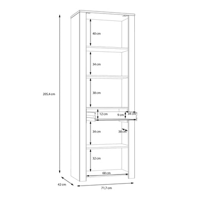 Bohol Narrow Display Cabinet inc. 2x LED Lights in Riviera Oak/Grey Oak – FTG, view 7
