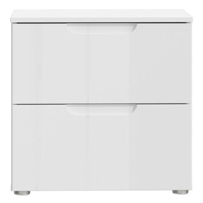 Sienna Bedside in White/White High Gloss – FTG, view 2