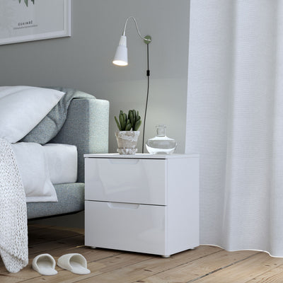 Sienna Bedside in White/White High Gloss – FTG, view 4