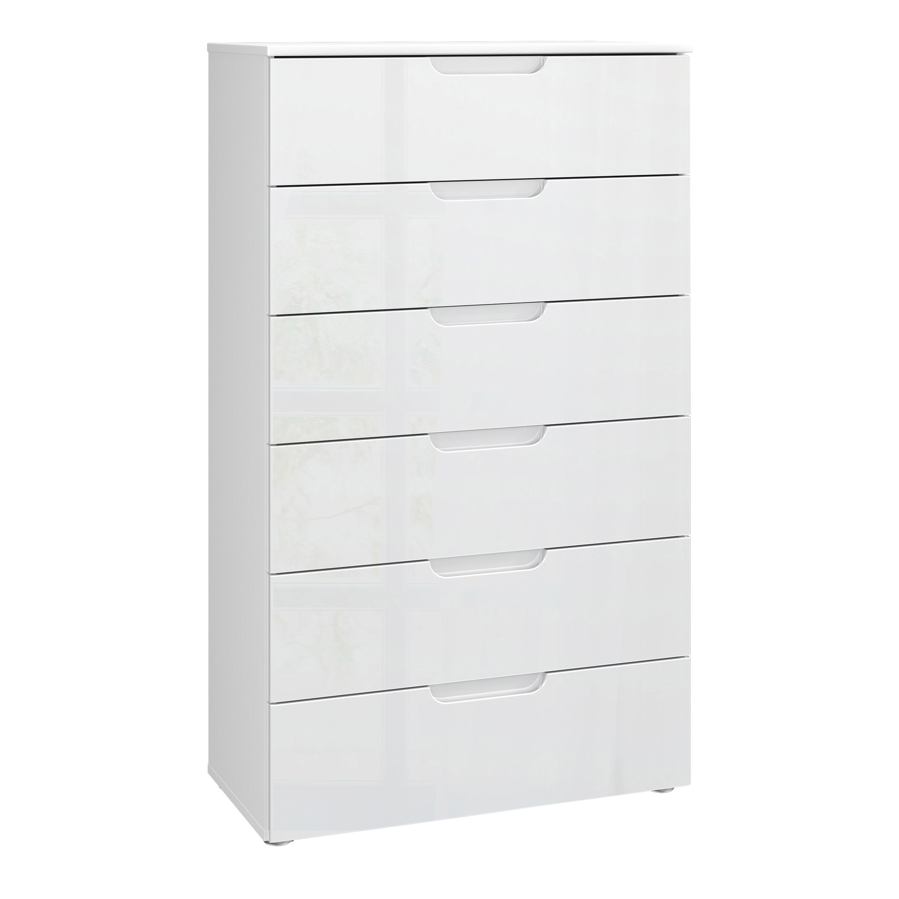 Sienna Chest of 6 Drawers in White/White High Gloss – FTG, view 3