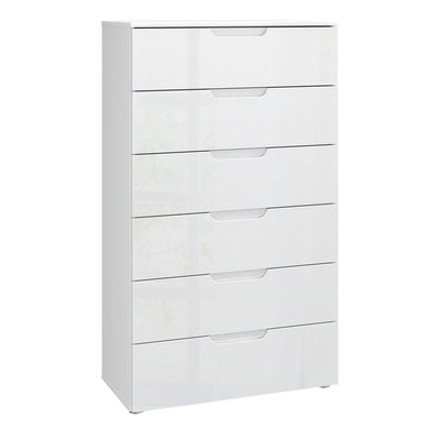 Sienna Chest of 6 Drawers in White/White High Gloss – FTG, view 3