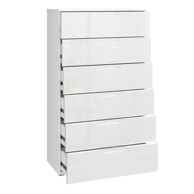 Sienna Chest of 6 Drawers in White/White High Gloss – FTG, view 2