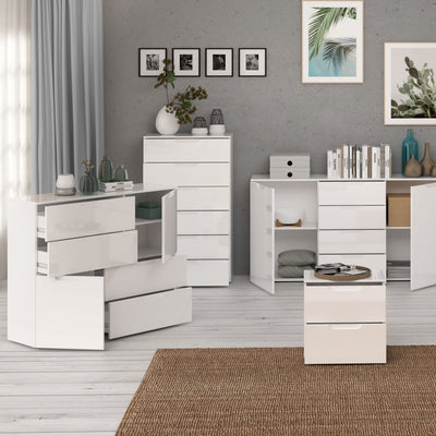 Sienna Chest of 6 Drawers in White/White High Gloss – FTG, view 7