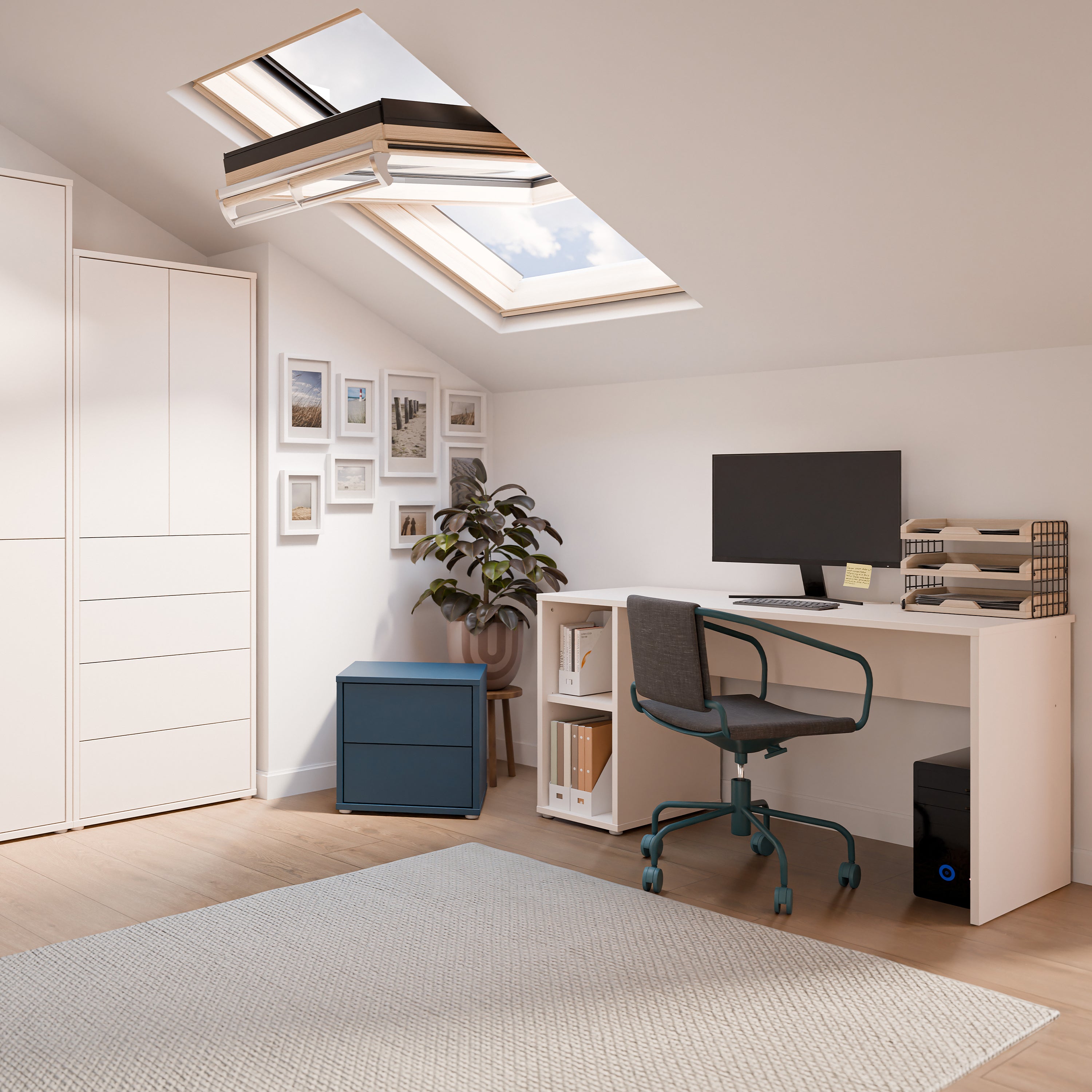 Alice Springs Desk with Open Shelf Storage in Sand