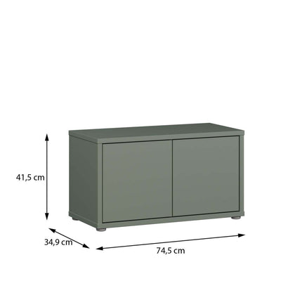 Alice Springs Bench with 2 Doors Push-to-Open in Sage Green