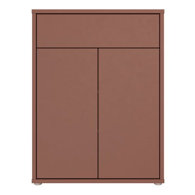 Alice Springs Compact Shoe Cabinet with 2 Doors Push-to-Open & 1 Drawer Push-to-Open in Terracotta