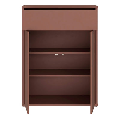 Alice Springs Compact Shoe Cabinet with 2 Doors Push-to-Open & 1 Drawer Push-to-Open in Terracotta