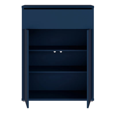 Alice Springs Compact Shoe Cabinet with 2 Doors Push-to-Open & 1 Drawer Push-to-Open in Night Blue