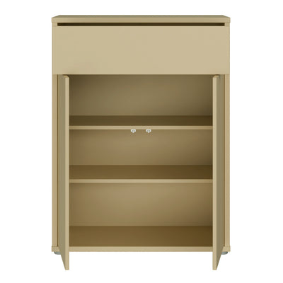 Alice Springs Compact Shoe Cabinet with 2 Doors Push-to-Open & 1 Drawer Push-to-Open in Butter Yellow