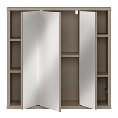 Alice Springs Hanging Mirror Cupboard with 3 Doors Push-to-Open in Taupe