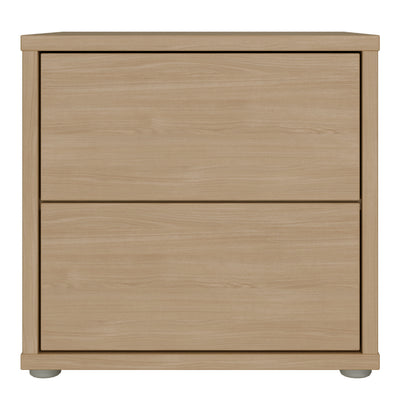 Alice Springs Low Bedside Cabinet with 2 Drawers Push-to-Open in Elegancia Oak