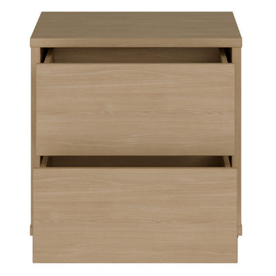 Alice Springs Low Bedside Cabinet with 2 Drawers Push-to-Open in Elegancia Oak