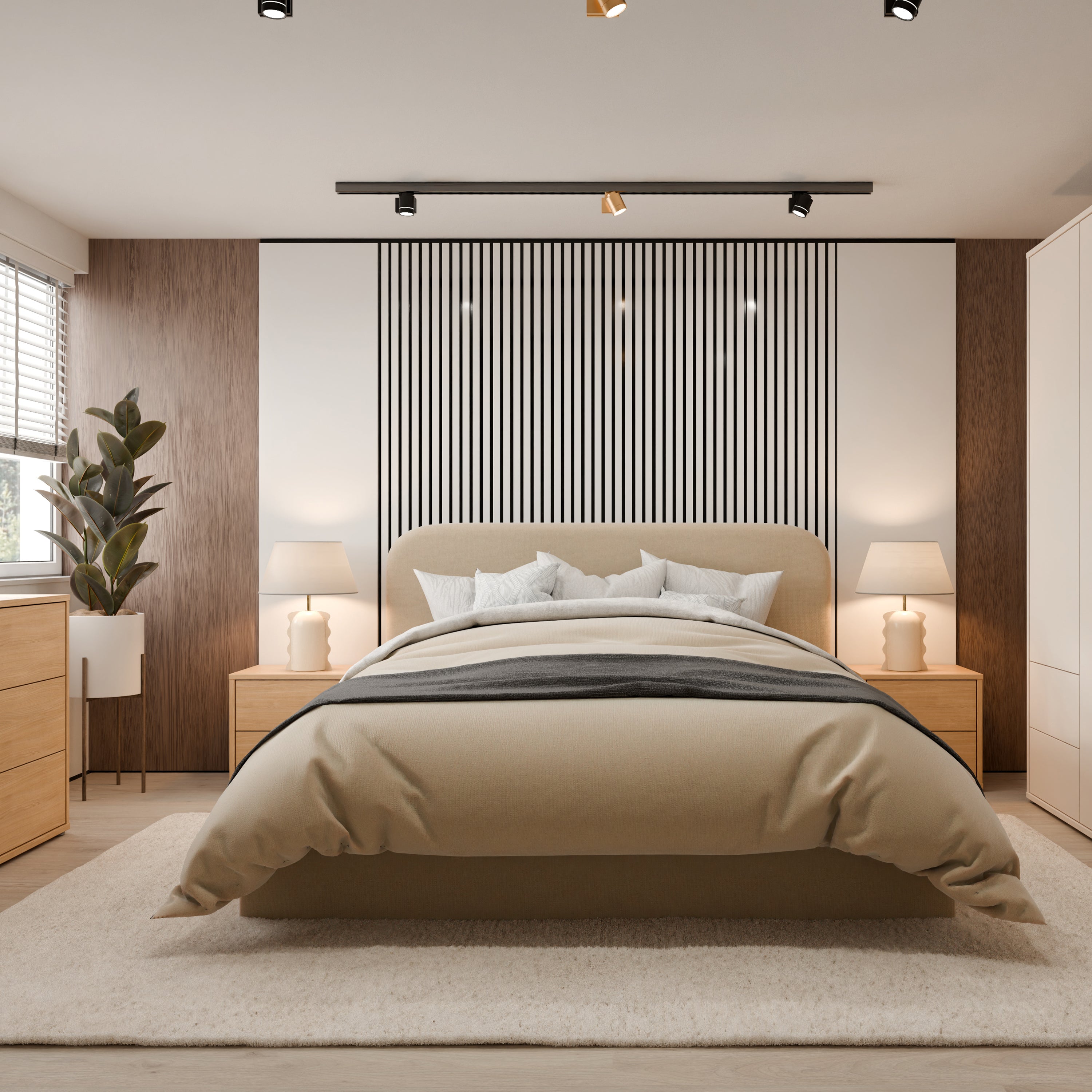 Alice Springs Low Bedside Cabinet with 2 Drawers Push-to-Open in Elegancia Oak