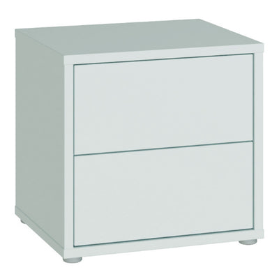 Alice Springs Low Bedside Cabinet with 2 Drawers Push-to-Open in Light Grey