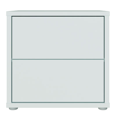 Alice Springs Low Bedside Cabinet with 2 Drawers Push-to-Open in Light Grey