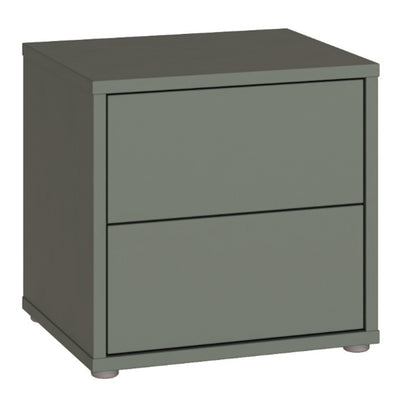 Alice Springs Low Bedside Cabinet with 2 Drawers Push-to-Open in Sage Green