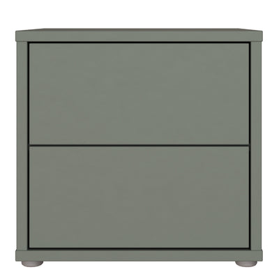 Alice Springs Low Bedside Cabinet with 2 Drawers Push-to-Open in Sage Green